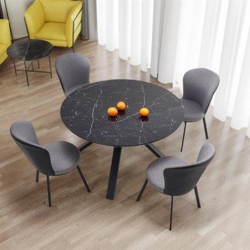 Фото2.Розкладний стіл VERTIGO 130 (180) x130 Halmar чорний мармур